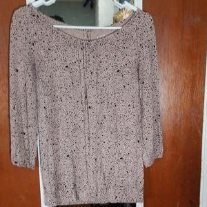 Spotted purple Ann Taylor Loft 3/4 sleeved blouse.